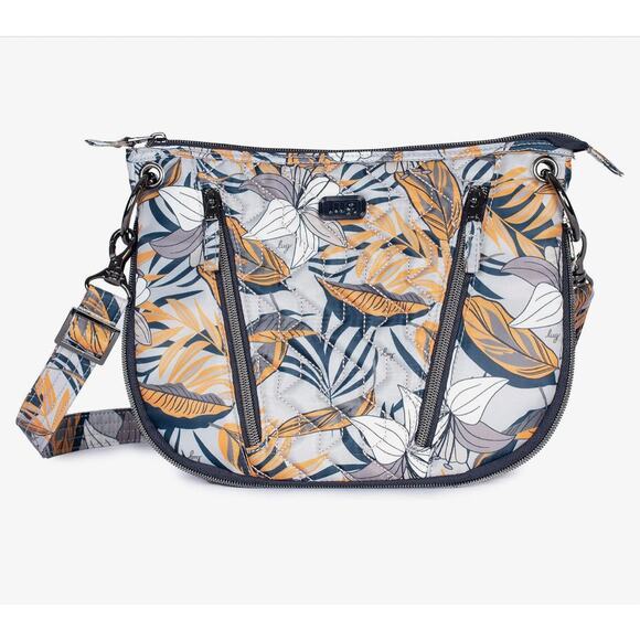 Lug Handbags - New LUG Swivel convertible crossbody Expandable tropical vacation RFID gray